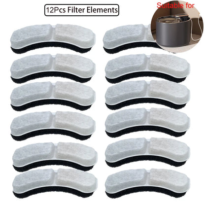 6/12Pc Cat Water Fountain Replaced Filter Elements Activated Carbon Replacement Filters for Pet Fountain Feeders Accessories